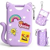 Juome Silicone Case for Touchland Hand Sanitizer Spray with Keychain & Charms, Cat Protective Holder Compatible with Touchland Power Mist & Glow Mist 1 FL Oz/30ML,Travel Cover Sleeve Accessory -Purple