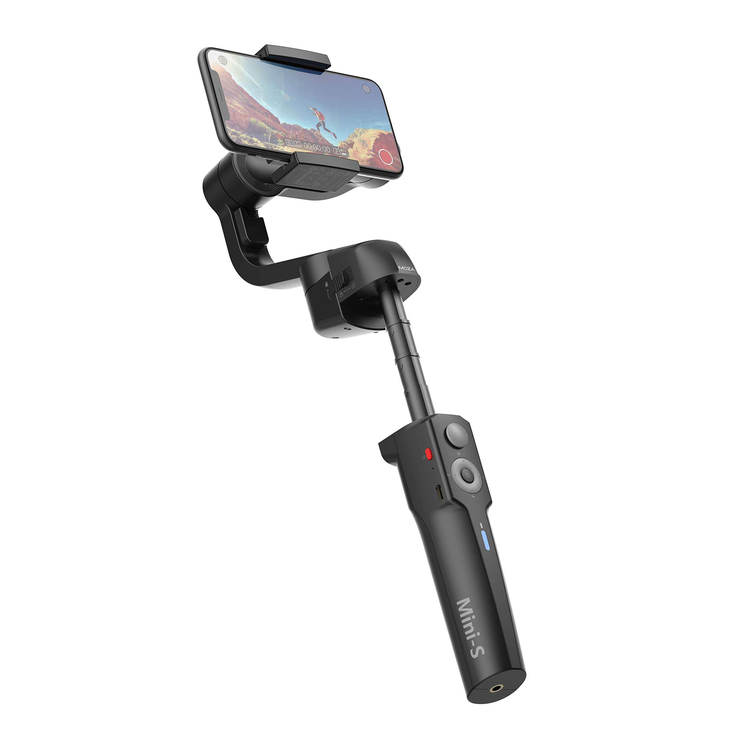 Moza Mini-S Folding & Extending Handheld 3-Axis Gimbal Stabiliser for iPhone and Android Smartphone - Black MS-03
