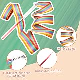 Surplex 10pcs 2m Rainbow Gymnastics Ribbon Wand Baton 200cm 30cm view 2