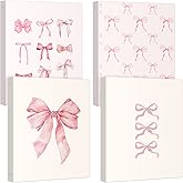 ReliThick 4 Pcs Letter Size Cute Bow 3 Ring Binder, 1 Inch Round Ring with Interior Pockets, Decorative Cute Binders, Clipboard Binder, Coquette School Supplies for School Office(Pink)