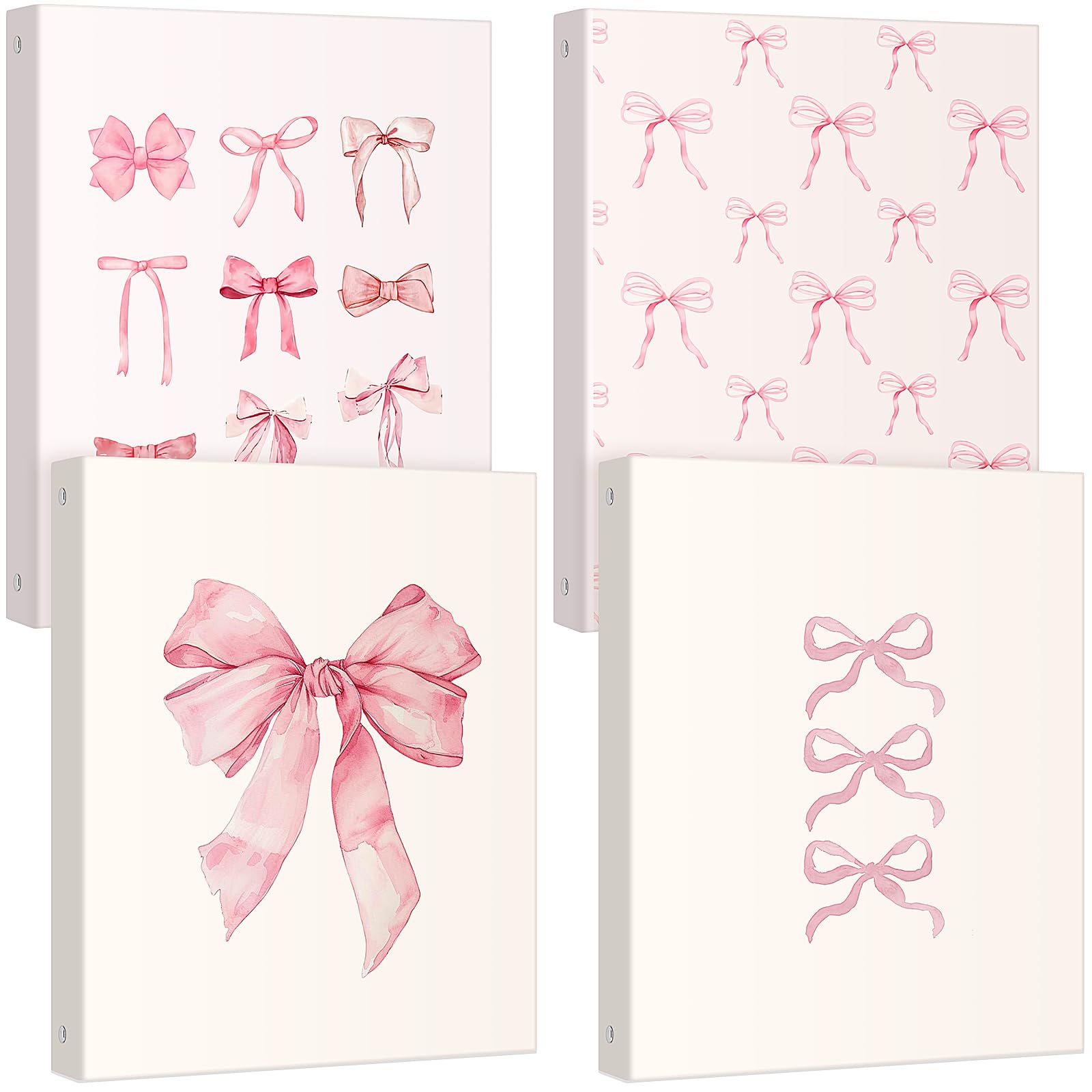 Photo 1 of ReliThick 4 Pcs Letter Size Cute Bow 3 Ring Binder, 1 Inch Round Ring with Interior Pockets, Decorative Cute Binders, Clipboard Binder, Coquette School Supplies for School Office(Pink)