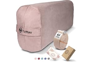 Tumaz Yoga Bolster Set - Rectangular Bolster Pillow for Restorative Yoga, Soft Meditation Pillow with Carry Handle and 8-Feet Strap, Machine Washable Cover