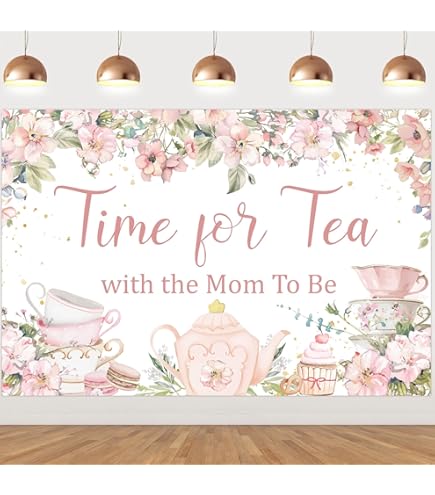 Baby Shower Hintergrund „A Baby Is Brewing“ – 2,1x1,5 M, Vinyl, Teeparty-Design