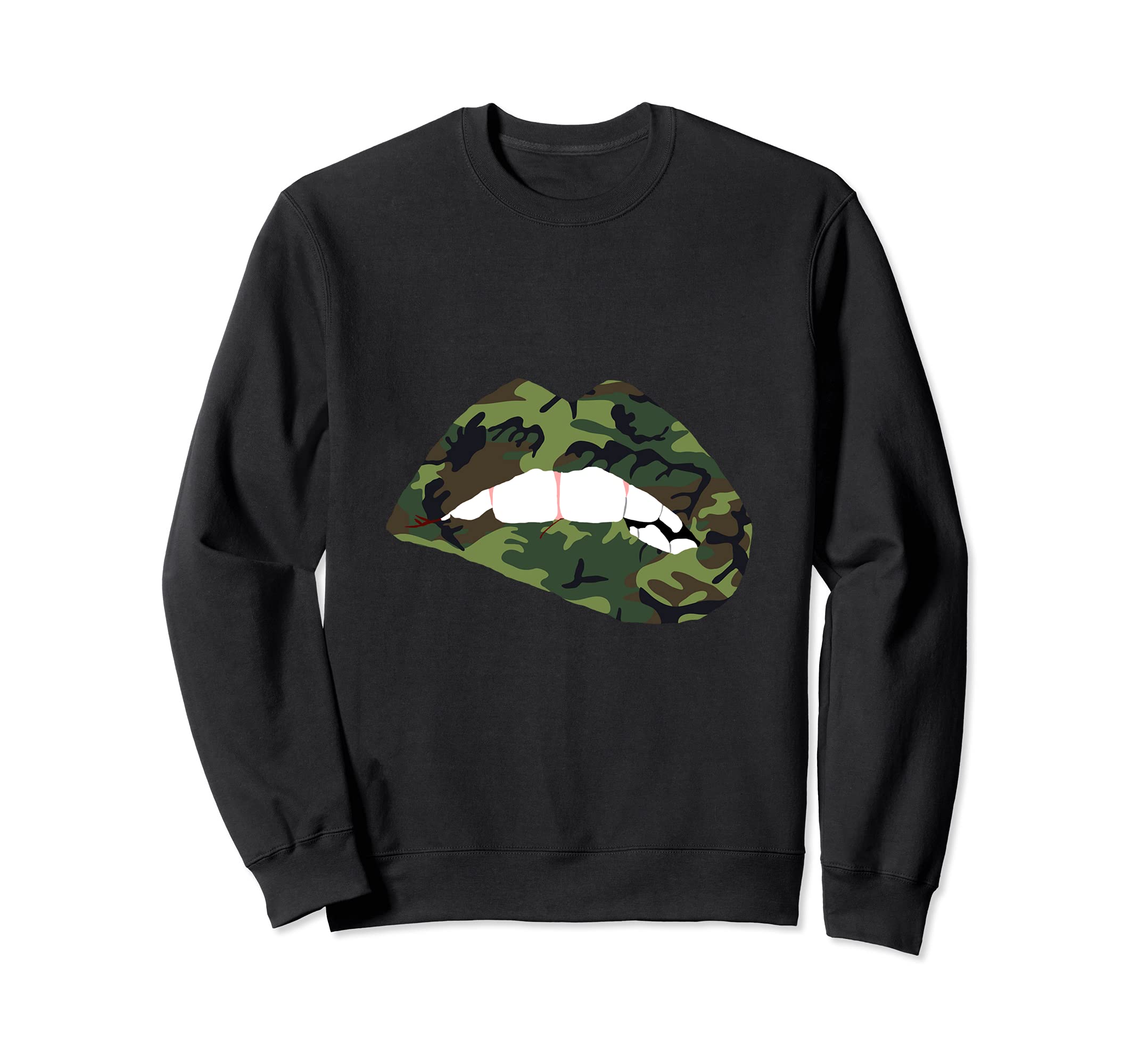 Camouflage Lips Mouth Military Kiss Me Biting Camo Kissing Sweatshirt