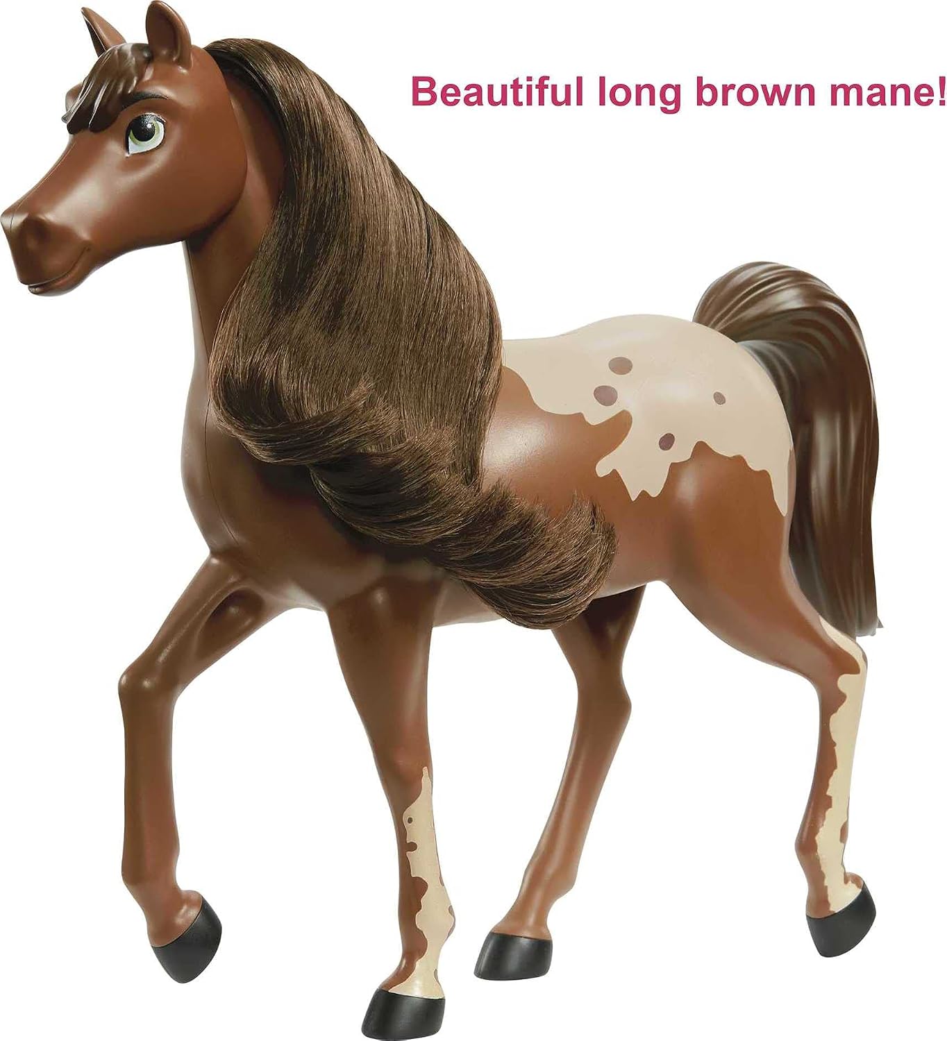 Mattel Spirit Untamed Herd Horse (Approx. 8-in), Moving Head, Chestnut Pinto with Long Black Mane & Playful Stance - Image 3