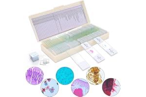 MAXLAPTER 50 Microscope Slides and 100 Covers Set for Kids Adults Students Homeschool Edu - Included 30 Prepared Slides with Plants Animals Insects Specimens, 20 Blank Slides and 100 Coverslips