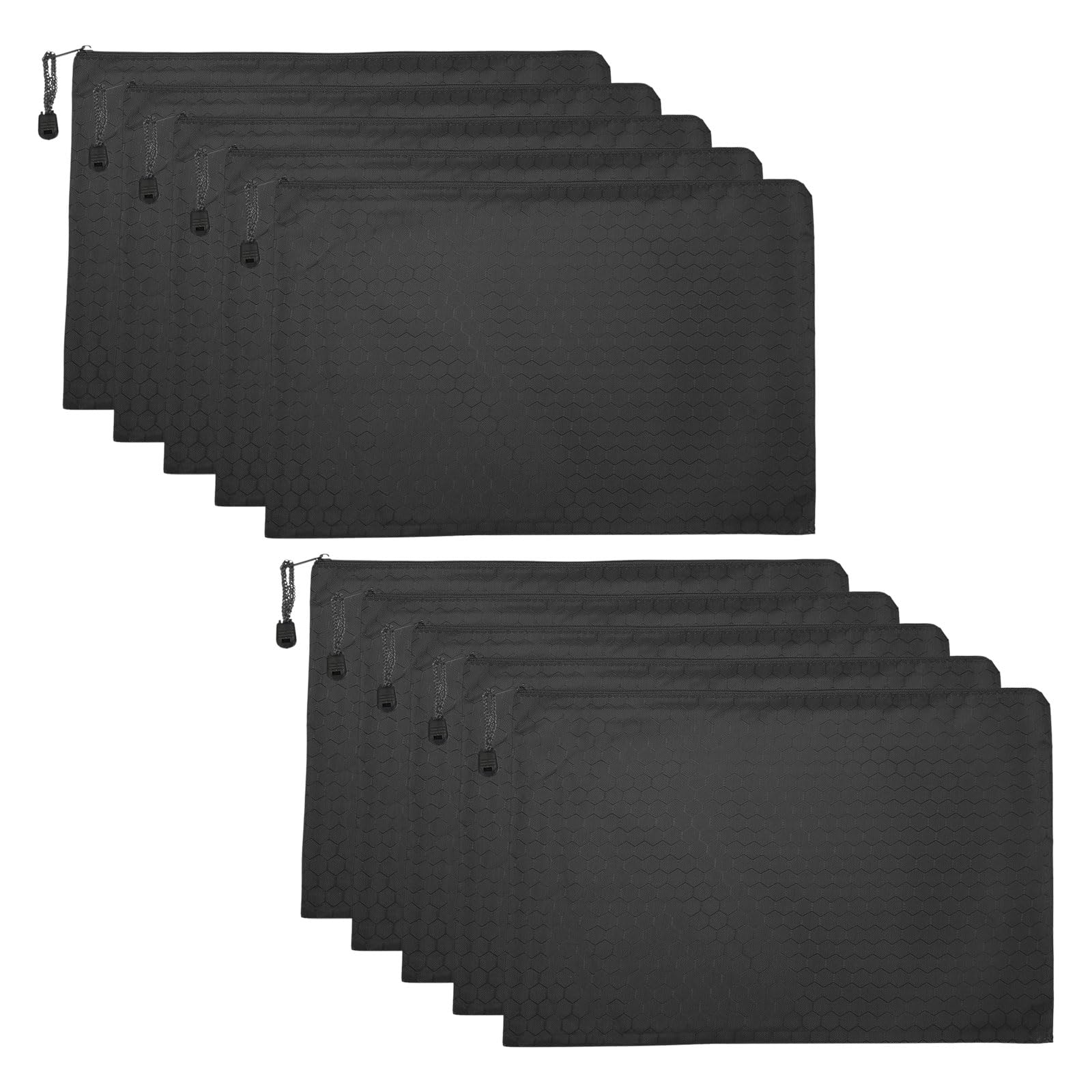 PATIKIL Waterproof Zipper File Bags, 10 Pack A4 Document Holders Pencil Pouch for Office, Black