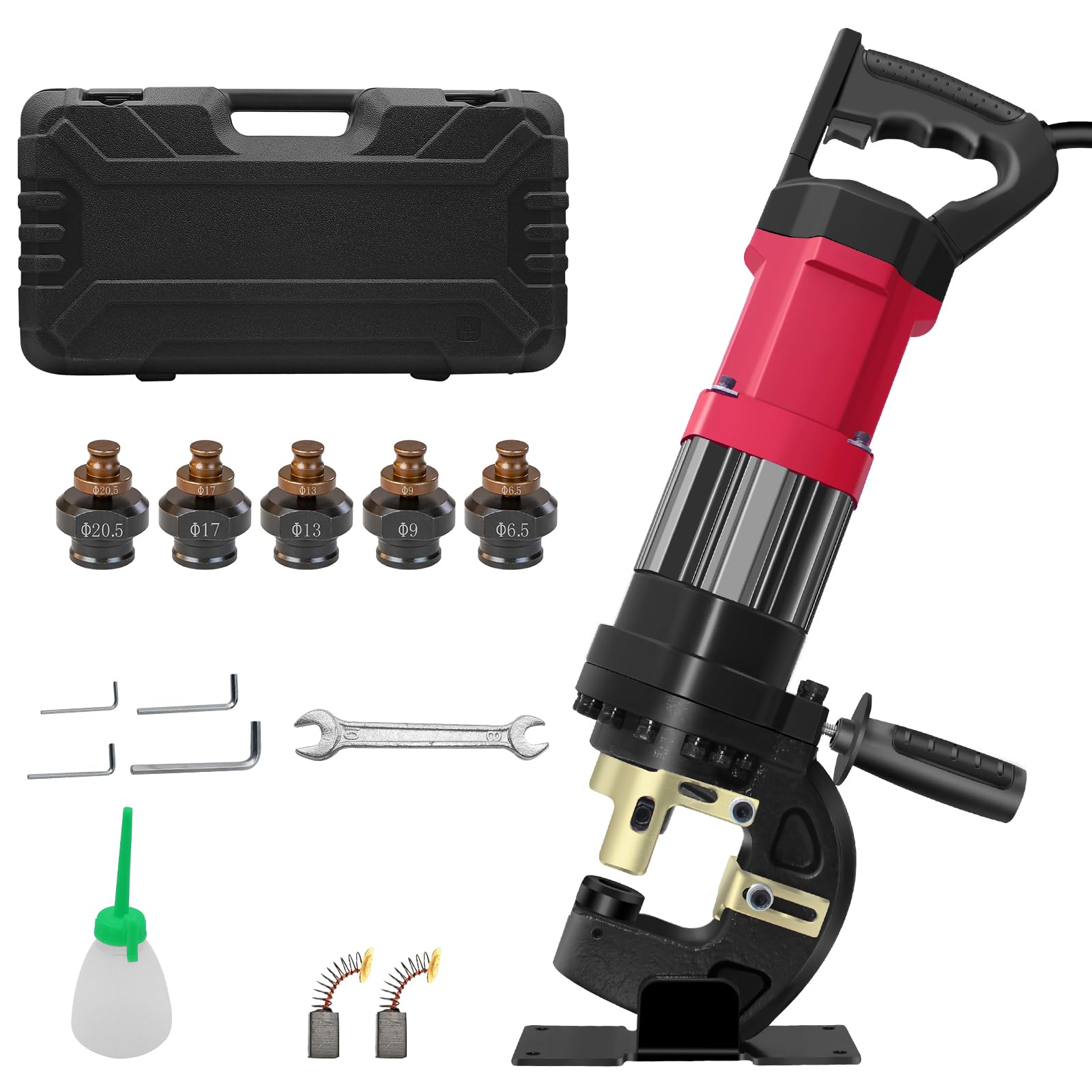 Photo 1 of 1400W Electric Hydraulic Hole Punch for Metal,Steel Hole Punch Heavy Duty Hydraulic Hole Puncher,Electric Punching Machine with 5 Dies - Precise Drilling for Aluminum Copper Plate Angle Iron,MHP-20