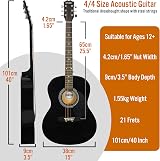 3rd Avenue Full Size Acoustic Guitar Pack Beginners 6 Months Lessons Black view 2