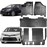 Fit for Toyota Sienna Floor Mat 3 Rows 2020-2013, All Weather Custom Black Floor Liners Protector for Toyota Sienna Accessories 2020 2019 2018 2017 2016 2015 2014 2013(Fit 8 Seater 3 Rows)
