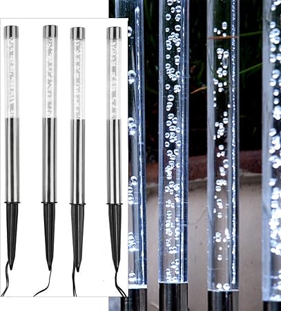 4er Set Edelstahl Acryl Solar Led Garten Sticks Mit Dammerungssensor Leuchte Lampe Wegeleuchte Wegbeleuchtung Garten Terrasse Amazon De Garten
