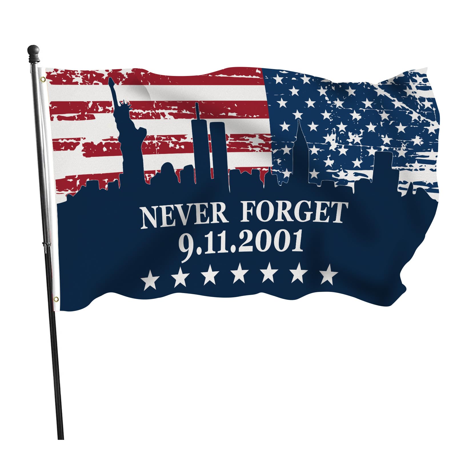 Photo 1 of 9/11 Flag Never Forget September 11th Firefighter Flag Double Sided with Brass Grommets for Indoor Outdoor Home Decorations 3x5 Ft