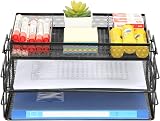 EasyPAG 2 Tier A4 Mesh In Trays Desk Tidy Stackable File Holder Black view 3