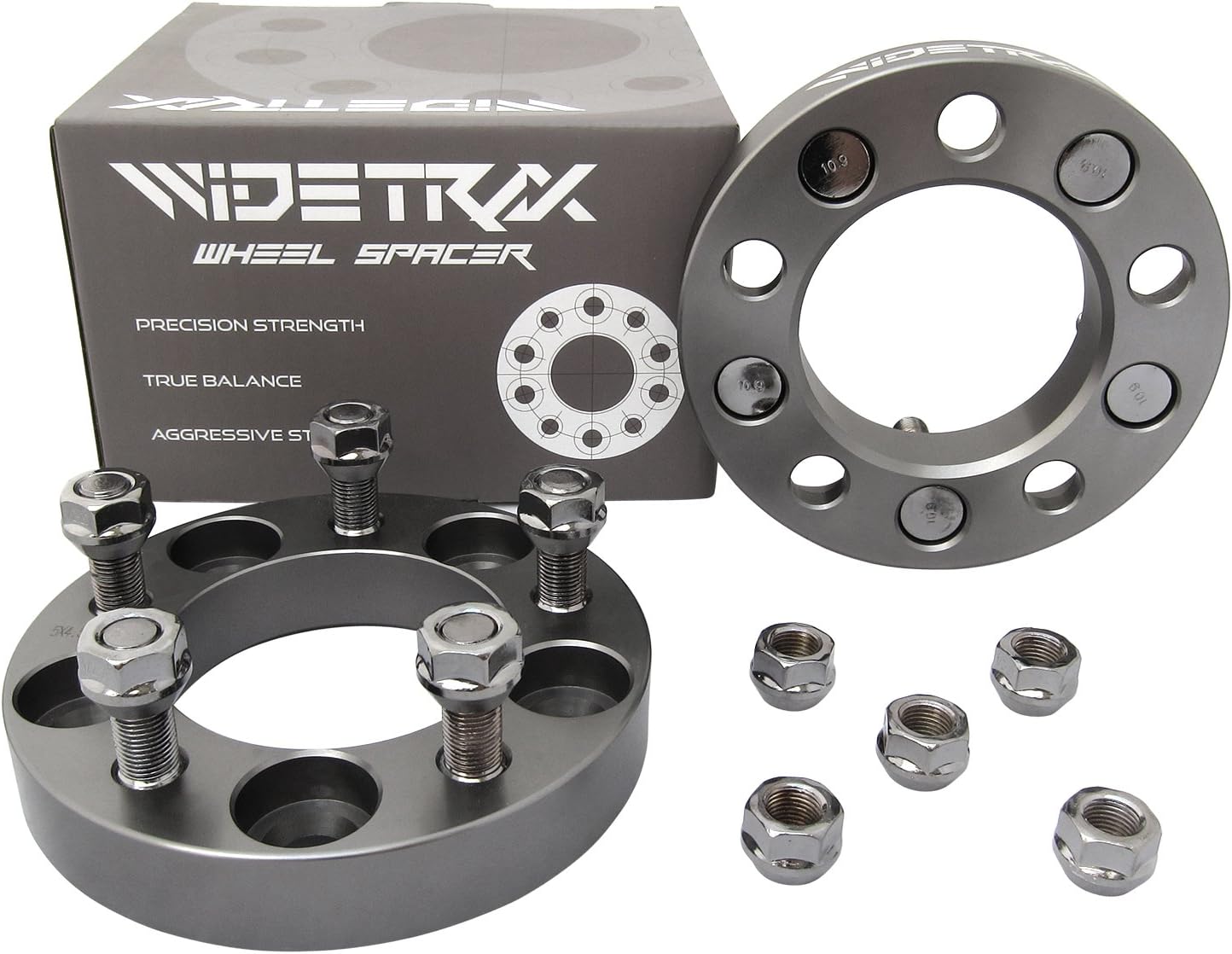 WIDETRAX 2pc 1" 5x114.3 5x4.5 Wheel Spacers Adapters 1/2" Studs Lug Nuts Included Titanium Finish 6061 T6 Billet Aluminum (1 Pair) 25mm by Rugged TUFF