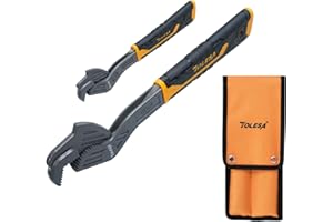 TOLESA 2 Pack Self Adjusting Pipe Wrench, 0.35"-1.69" Wide Jaw, CR-V Pipe Vise Wrench for Kitchen, Bathroom, Tight Spaces