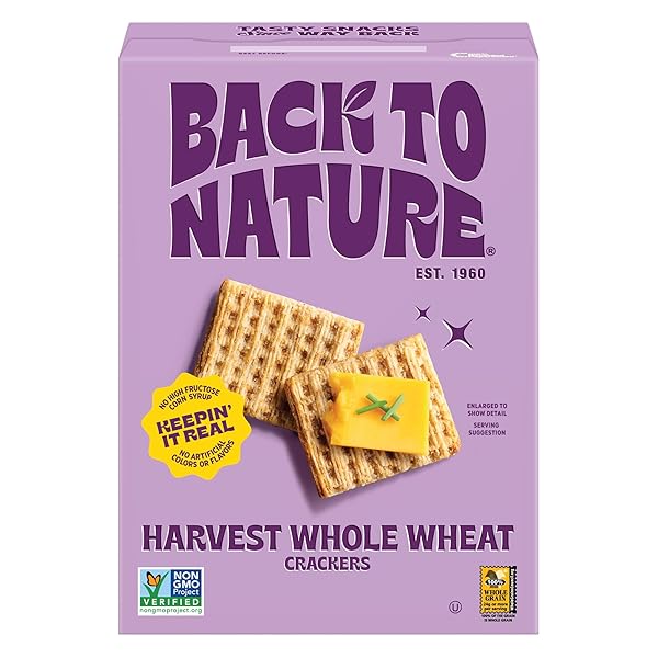 BACK TO NATURE HARVEST WHOLE WHEAT CRACKERS, NON-GMO,PLANT-BASED...
