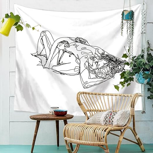 Amazon Com Hliyty Women Men Kissing Tapestry Pink Wall Hanging