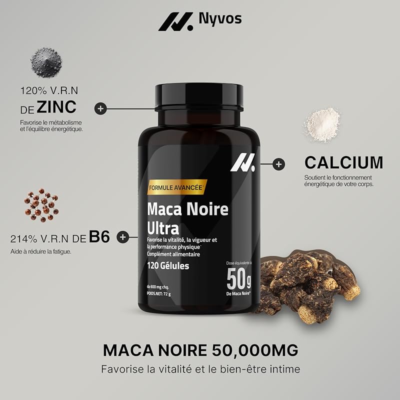Maca Noire Ultra Extra Forte 50.000 mg Équiv. (100:1) par Dose - 120 Gél. — photo 3 sur 8