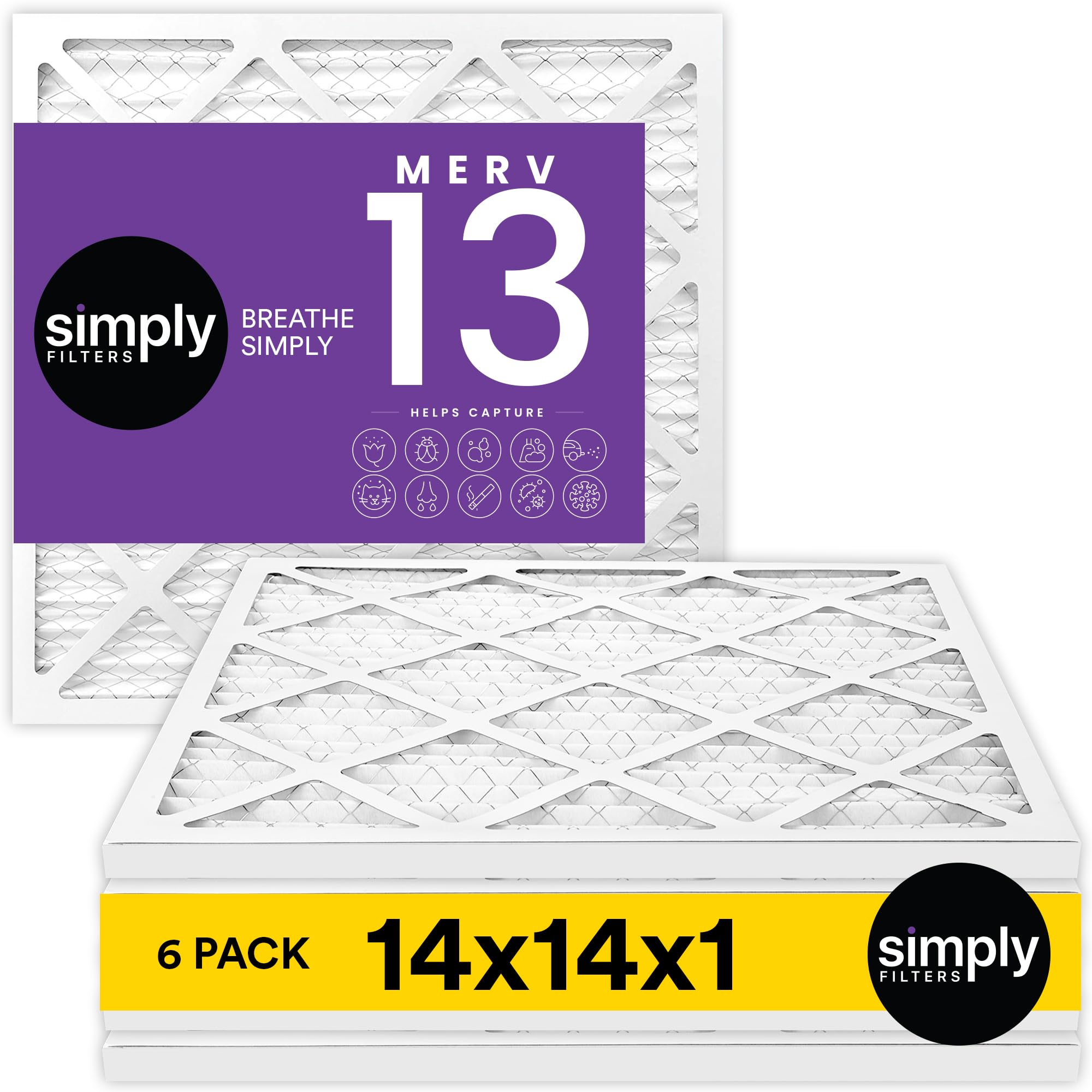 Simply 14x14x1 Air Filter, Merv 13, MPR 1500, 6