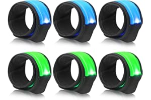 Dilabnba 6PCS Led Light Up Slap Wristband for Running Night Safety, Glow in The Dark Slap Bracelets Arm Band Reflective Strips for Cycling Walking Concert Camping Party