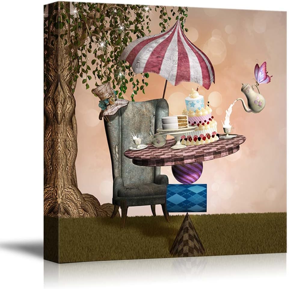 Canvas Prints Wall Art - Wonderland Series - Mad Hatter Banquet | Modern Wall Decor/Home Decoration Stretched Gallery Canvas Wrap Giclee Print. Ready to Hang - 16