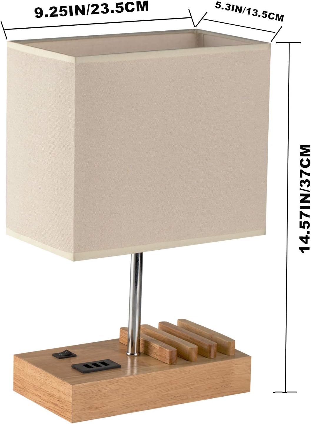 USB Bedside Table Lamp, HHome Plus Desk Lamp with 3 USB Charging Ports and Phone Charge Dock - Image 5