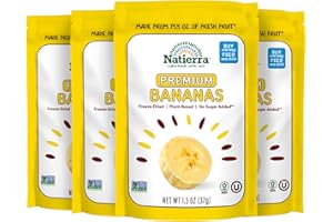 NATIERRA Premium Freeze-Dried Bananas | Non-GMO & Vegan | 1.3 Ounce (Pack of 4)