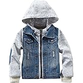 DOINLINE Boys Jean Jacket Kids Hooded Denim Jackets Zipper Outerwear Coat