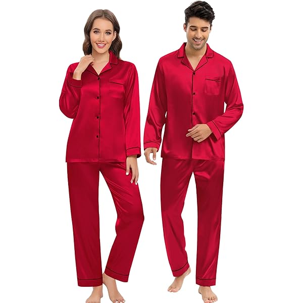 DIKFA Conjunto De Pijama De Satén De Seda Para Parejas