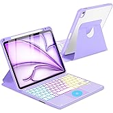 MePadKey Touchpad Keyboard Case for iPad Air 11 inch M3 2025/M2 2024 7th/6th Generation, 360 Rotation Cover with Wireless Backlit Detachable Keypad for Air 10.9" 5th 4th 4 5 6 7 Gen, Purple