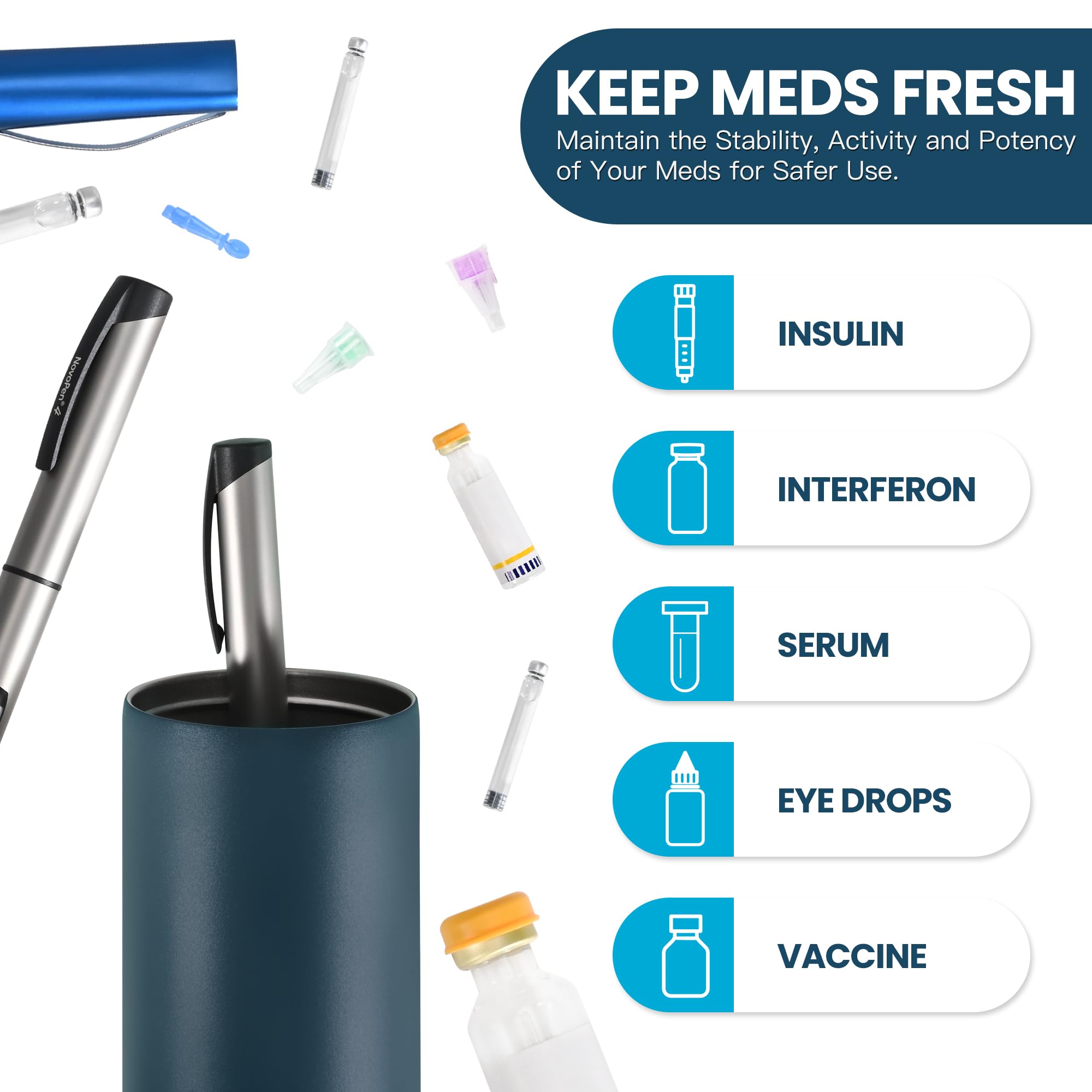 Insulin Cooler Travel Case TSA Approved, 60H 3-6 Pens Diabetes Care Medicine Travel Cooler, Refrigerated Medicine Case with Ice Packs, Medication Organizer for Diabetic Supplies Carrying (Black)