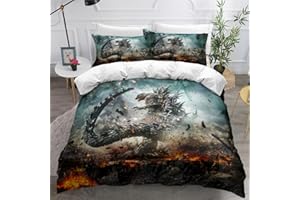 sonicpony Bedding Set Queen King Size Dinosaur Comforter Cover fro Men 3D Digital Microfiber 1 Piece Duvet Cover with Zipper Closure 2 Pieces Pillow Shames No Comforter (Dino33, Full/Queen)