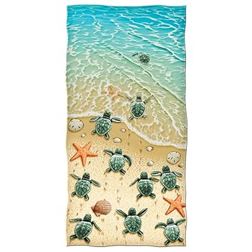Dawhud Direct Turtles On The Beach Cotton Beach Towel