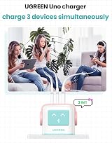 UGREEN Uno 65W USB C GaN Charger 3-Port Nexode Plug Type C Power Adapter Blue view 2