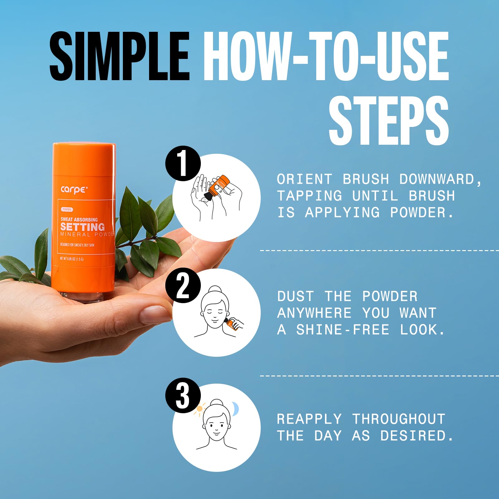 Carpe ~NEW~ Sweat Absorbing Translucent Mineral Powder - Mess-free Loose Powder Makeup That Controls Oil & Sweat Shine - Makeup Setting Powder For Oily Skin - Matte Finish Gentle on Skin