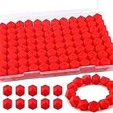 Kovict 96Pcs 14mm Hexagon Silicone Beads, Bulk Silicone Beads for Keychain Bracelet Necklace Making DIY Crafts(Scarlet Red)