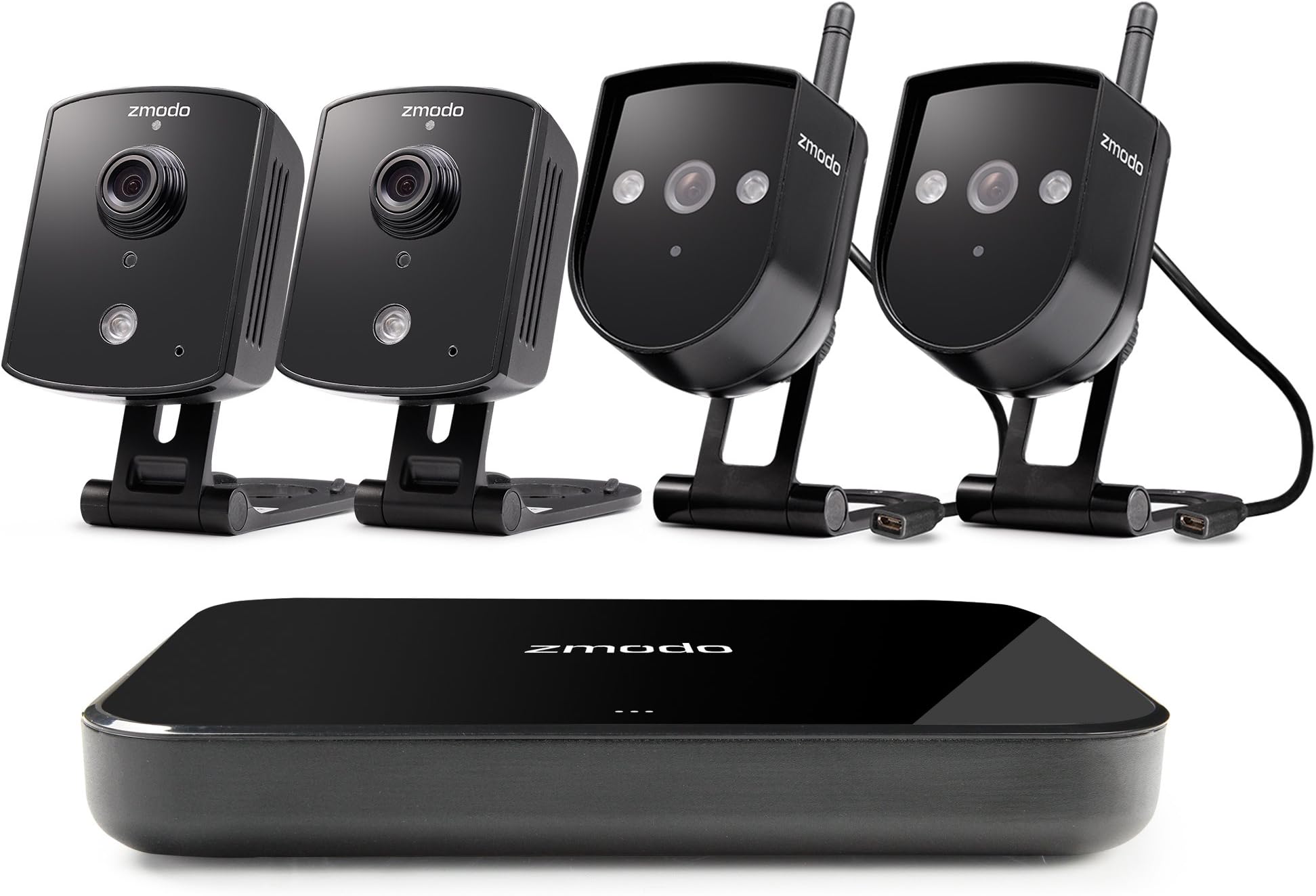 Zmodo Replay 4CH 720P Wireless Home Surveillance Security Camera System - 2 Outdoor & 2 Indoor IP Network Camera 4 Channel NVR Cloud Storage