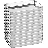 BIEAMA 12 Pack Stainless Steel Baking Sheet Pans, 9" L × 7" W × 1" H Cookie Sheets for Toaster Oven, Rust-Resistant, Dishwasher Safe