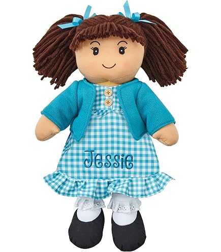 Muñeca Amelia 38 Cm De Bigjigs – Muñeca De Trapo Suave Con Vestido Azul A Rayas – Ideal Para Abrazar Y Juego De Roles Desde 12 Meses