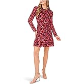 CeCe Women's Shirred Long Sleeve Waist Tie Dress