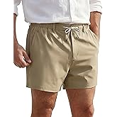 NUYIFOLA Mens 5.5 Inch Casual Shorts Pull on Drawstring Short Inseam Dress Golf Stretch Zip Pockets Summer Waterproof