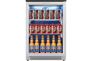Advanics 20IN Beverage Refrigerator with Glass Door-120 Can Built in Under Counter Fridge & Freestanding,Ideal for Soda,Beer Drink Cooler