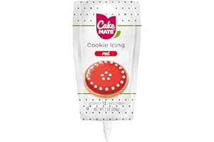 Cake Mate Cookie Icing, Fast-Drying Squeeze Pouch Icing for Decorating Sugar Cookies & Gingerbread, 7 oz., Red