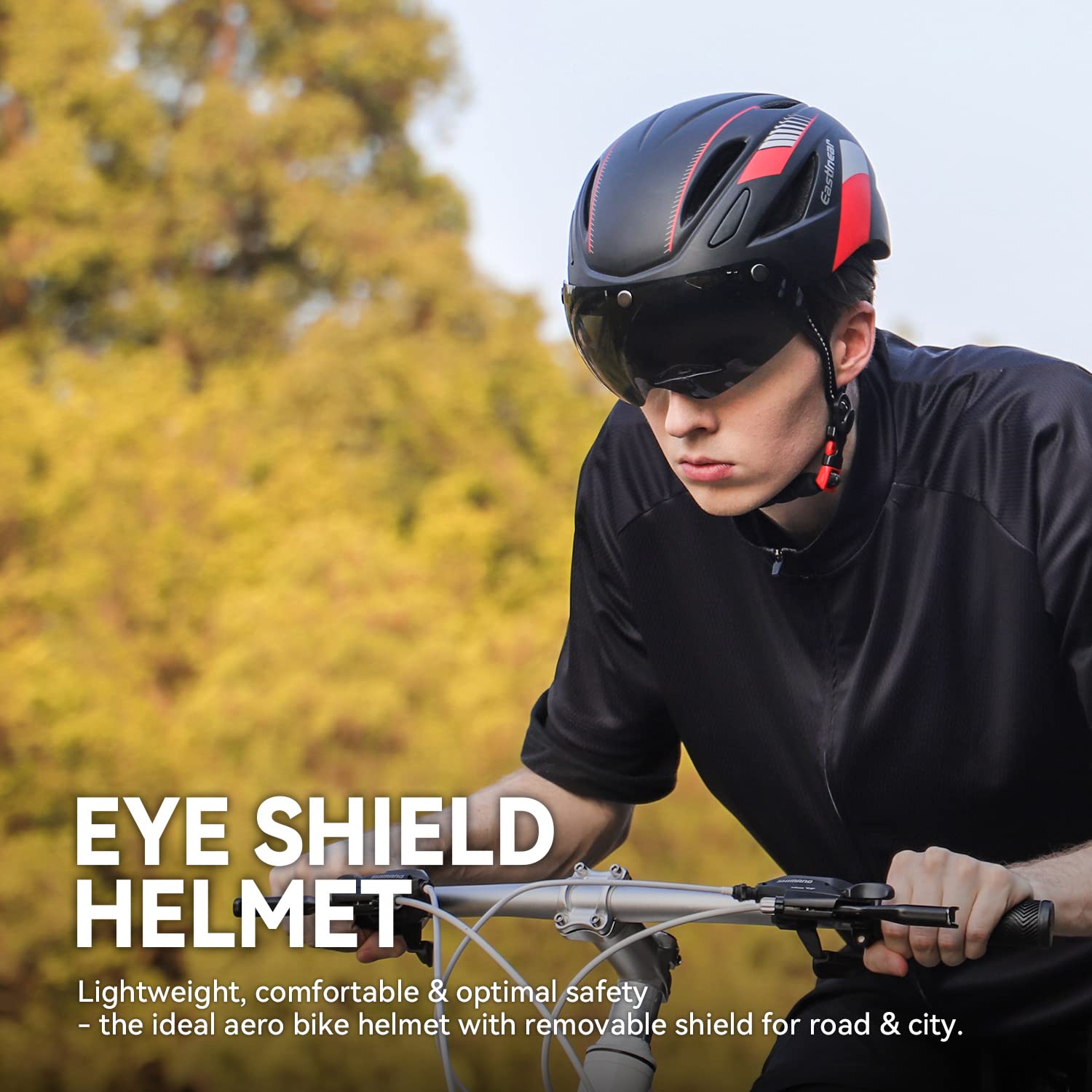 EASTINEAR Adults Bike Helmet Magnetic Goggle Cycling Helmet with USB Rechargeable Taillight for Men Women Mountain & Road Bicycle Helmet Magnetic Shield