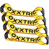 OXXTRIC Replacement Dog Bone Short Strap,2" x 16",Sewn Eyes Loop Straps on Both Ends for 8-Point RollBack Tie Down System,4Pack,Heavy Duty Tow Truck Straps
