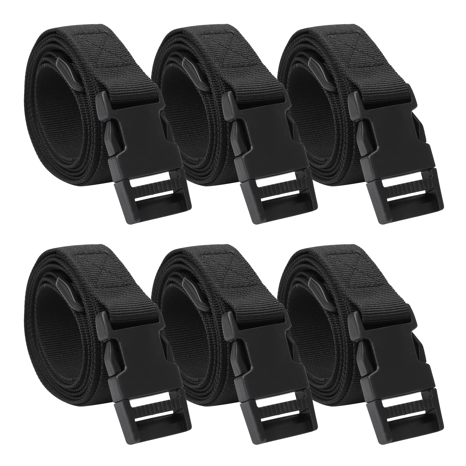 6 Pcs Black Suitcase Straps, Nylon Webbing Strap 25mm with Quick Release Buckle, Packing Belt Luggage Straps for Suitcases, Outdoor Travel