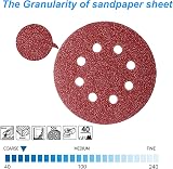 XBrand 50 Pcs 125mm Sanding Discs 40 Grit 8 Hole Hook Loop for Orbital Sander view 3