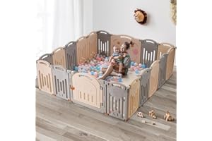 UANLAUO 18 Panel Large Baby Playpen, Foldable Playpen for Babies and Toddlers, Safety Baby Fence Play Area, Easy Assembly Play Yard for Indoor & Outdoor