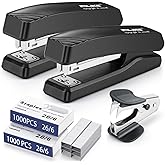 Desktop Office Stapler with 2000 Staples: IMLIKE Half Strip Desk Staplers, take 26/6 Staples 25 Sheets Capacity , Metal Const