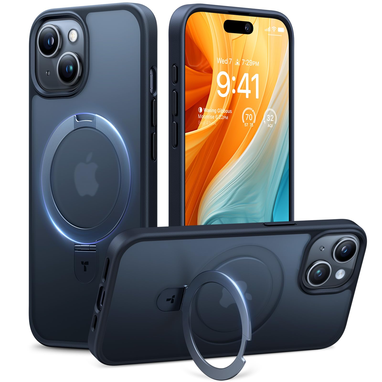 Photo 1 of TORRAS Magnetic Kickstand for iPhone 15, 14, 13, & 16e Case [Fit for MagSafe][Sturdy & Versatile Stand] Military-Grade Shockproof Translucent Slim Protective Anti-Fingerprint Anti-Scratch, Black